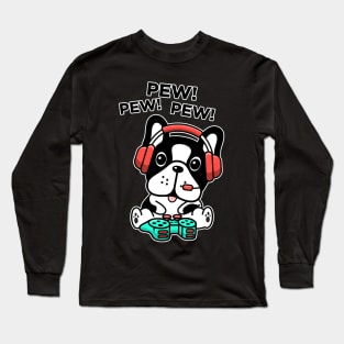 French bulldog puppy gaming Long Sleeve T-Shirt